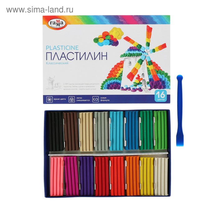 Пластилин 16 цветов 320 г, Гамма "Классический", со стеком, картонная упаковка 281034
Пластилин 16 цветов 320 г, Гамма "Классический", со стеком, картонная упаковка 281034