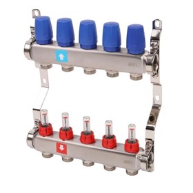 Коллекторная группа MVI MS.505.06, 1"х3/4", с расходомерами, нержавеющая сталь, 5 выходов
Коллекторная группа MVI MS.505.06, 1"х3/4", с расходомерами, нержавеющая сталь, 5 выходов