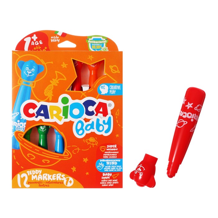Фломастеры 12 цветов CARIOCA "Baby", суперсмываемые, для малышей, фигурный колпачок
Фломастеры 12 цветов CARIOCA "Baby", суперсмываемые, для малышей, фигурный колпачок