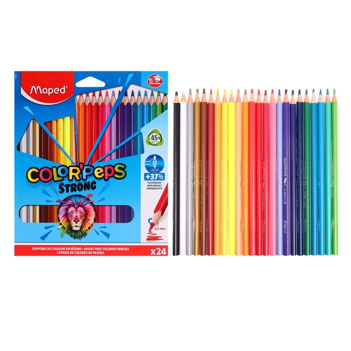 Карандаши 24 цвета Maped Color Peps Strong пластиковые, повышенной прочности, европодвес
Карандаши 24 цвета Maped Color Peps Strong пластиковые, повышенной прочности, европодвес
