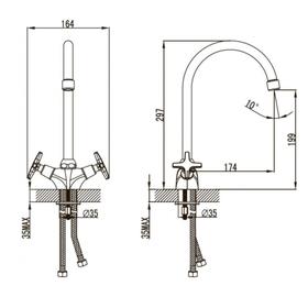 Смеситель для кухни KAISER Crystal 28133, двухвентильный, длина излива 174 мм, хром
Смеситель для кухни KAISER Crystal 28133, двухвентильный, длина излива 174 мм, хром