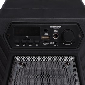 Портативная караоке система Telefunken TF-PS1276B, 35 Вт, FM, AUX, USB, BT, 1200 мАч, чёрная
Портативная караоке система Telefunken TF-PS1276B, 35 Вт, FM, AUX, USB, BT, 1200 мАч, чёрная