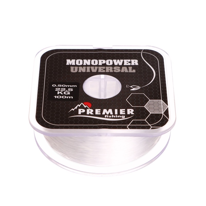 Леска Preмier fishing MONOPOWER Universal, диаметр 0.5 мм, тест 22.5 кг, 100 м, прозрачная
Леска Preмier fishing MONOPOWER Universal, диаметр 0.5 мм, тест 22.5 кг, 100 м, прозрачная