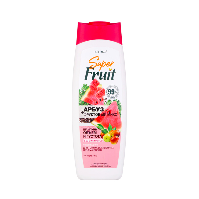 Шампунь для волос Витэкс SuperFRUIT «Арбуз+фруктовый микс», объем и густота, 500 мл
Шампунь для волос Витэкс SuperFRUIT «Арбуз+фруктовый микс», объем и густота, 500 мл