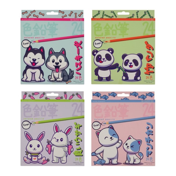 Карандаши цветные 24 цвета, BrunoVisconti KAWAII ANIMALS, грифель 0,4 мм, пластиковый корпус, МИКС
Карандаши цветные 24 цвета, BrunoVisconti KAWAII ANIMALS, грифель 0,4 мм, пластиковый корпус, МИКС