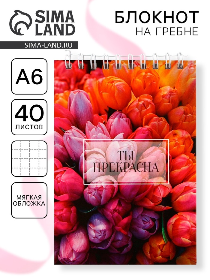 Блокнот А6, 40 л. В клетку. Обложка картон «Ты прекрасна» 
Блокнот А6, 40 л. В клетку. Обложка картон «Ты прекрасна»