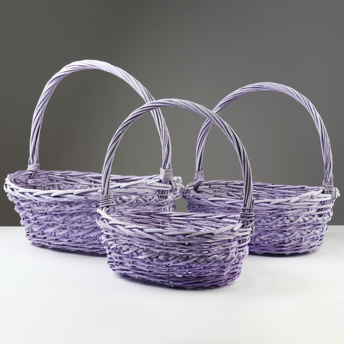 Набор корзин плетеных, 44x36x15/40 см, 36x32x14/35 см, 32x27x12/30 см, 3 шт, фиолетовый, ива 1029641
Набор корзин плетеных, 44x36x15/40 см, 36x32x14/35 см, 32x27x12/30 см, 3 шт, фиолетовый, ива 1029641