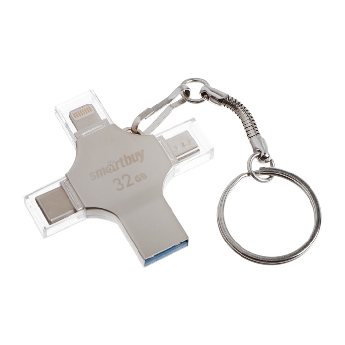 Флешка Smartbuy MC15 Metal Quad, 4-in-1 OTG, 64 Гб, USB3.0, Type-C, microUSB, lightning
Флешка Smartbuy MC15 Metal Quad, 4-in-1 OTG, 64 Гб, USB3.0, Type-C, microUSB, lightning