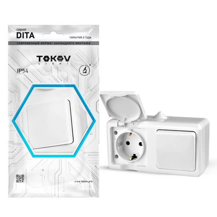 Блок TOKOV ELECTRIC, Dita (розетка 16А, 250В, с з/к + 1-кл. выкл. 10А), IP54, белый, TKL-DT-V1RZ-C01
Блок TOKOV ELECTRIC, Dita (розетка 16А, 250В, с з/к + 1-кл. выкл. 10А), IP54, белый, TKL-DT-V1RZ-C01