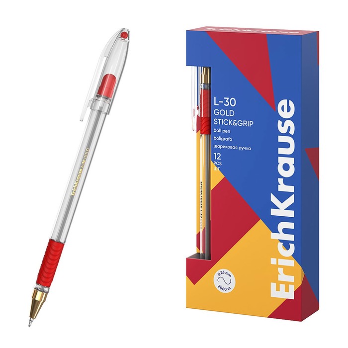 Ручка шариковая ErichKrause L-30 Gold Stick&Grip Classic, игольчатый узел 0.7 мм, чернила красные, резиновый держатель, супер мягкое письмо
Ручка шариковая ErichKrause L-30 Gold Stick&Grip Classic, игольчатый узел 0.7 мм, чернила красные, резиновый держатель, супер мягкое письмо