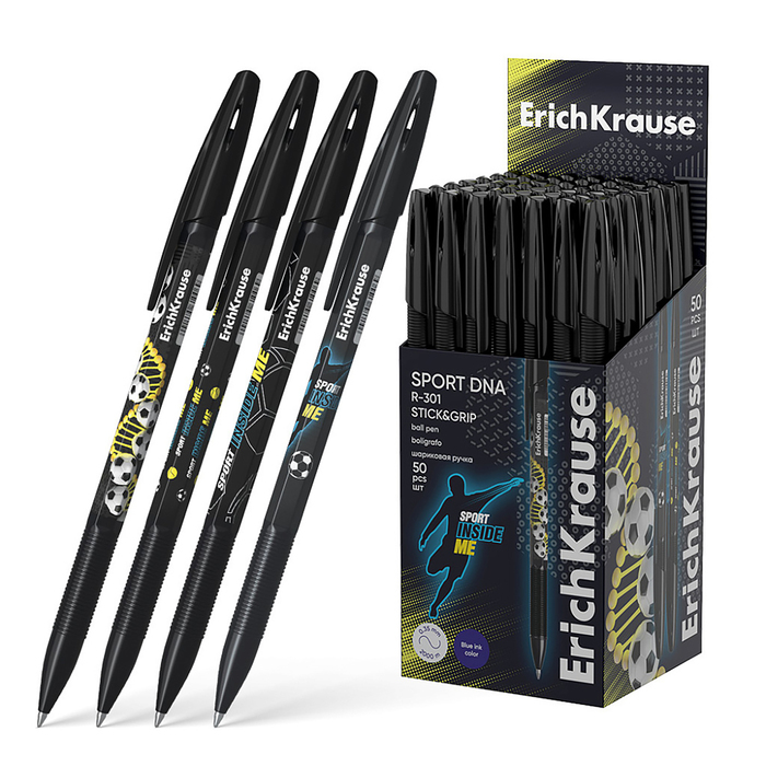 Ручка шариковая ErichKrause R-301 Stick&Grip "Sport DNA", узел 0.7мм, синяя, резиновый держатель, МИКС
Ручка шариковая ErichKrause R-301 Stick&Grip "Sport DNA", узел 0.7мм, синяя, резиновый держатель, МИКС