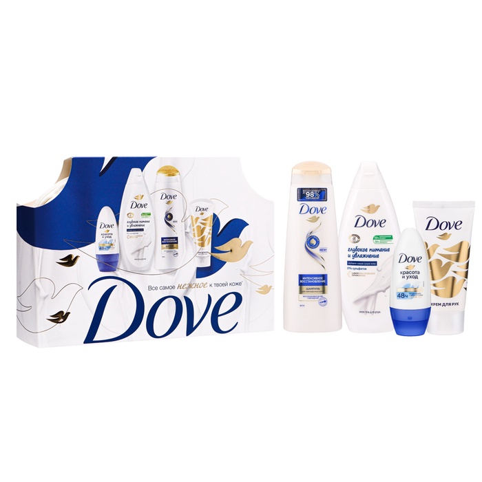 Подарочный набор DOVE "Нежнее к твоей коже": гель для душа, шампунь, дезодорант, крем, косметичка 10
Подарочный набор DOVE "Нежнее к твоей коже": гель для душа, шампунь, дезодорант, крем, косметичка 10