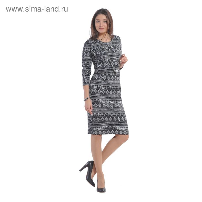 Платье женское, размер 52, цвет чёрно/белый/ромб (арт. 4087 С+) - Фото 1