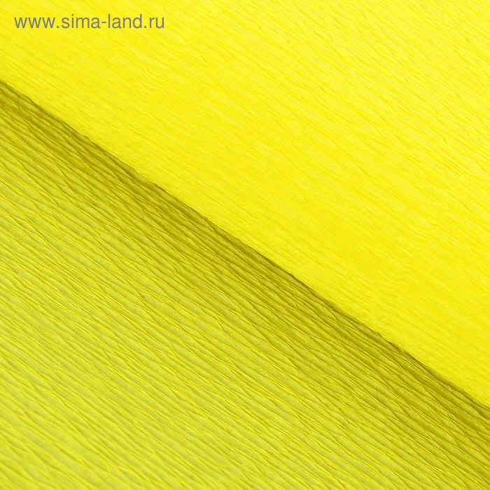 Бумага для упаковки и поделок, гофрированная, желтая, лимонная, однотонная, двусторонняя, рулон 1 шт., 0,5 х 2,5 м - Фото 1