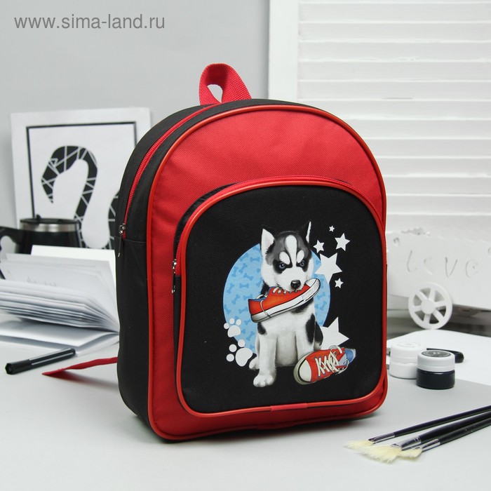 Рюкзак детский на молнии, 1 отдел, 1 наружный карман, цвет чёрный/красный - Фото 1