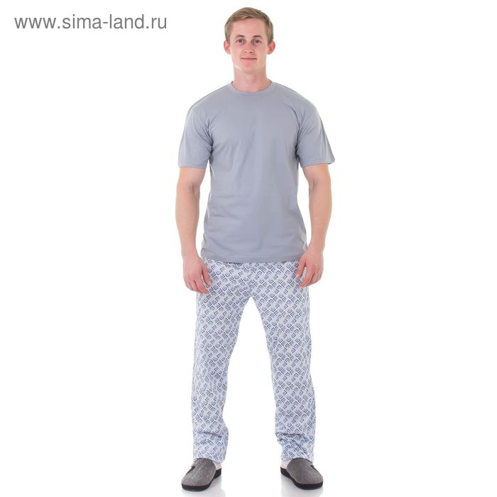 Пижама мужская, цвет серый, размер 50 - Фото 1