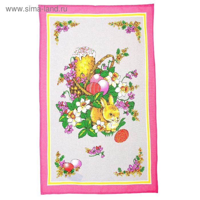 Полотенце кухонное "Collorista" Пасхальный заяц 48*72±2, 100% хлопок, рогожка, 162 г/м2 - Фото 1