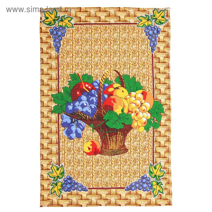 Полотенце кухонное Collorista "Корзинка с фруктами", размер 48х72±2, 100% хлопок, вафельное полотно 162 г/м2 - Фото 1