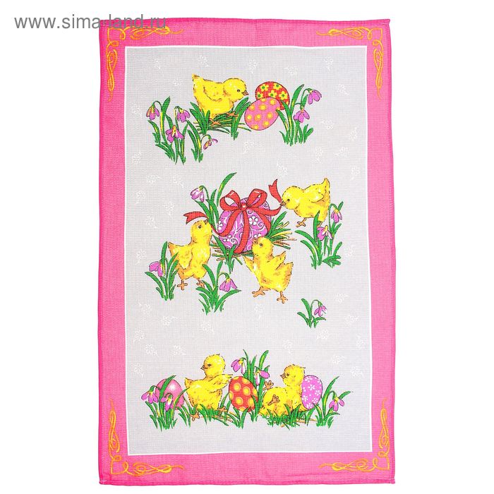 Полотенце кухонное "Collorista" Цыплята 48*72±2, 100% хлопок, рогожка, 162 г/м2 - Фото 1