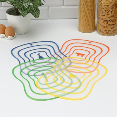 Доски разделочные гибкие Доляна «Ассорти», набор 4 шт., 30×23 см, ассорти