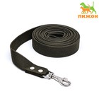 Брезентовый поводок, 5 м × 3.5 см, хаки, тёмно-зелёный - Фото 1