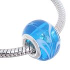 Бусинка, цвет сине-белый в серебре - Фото 1