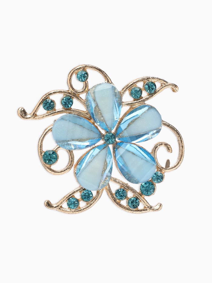 Брошь «Цветок Незабудка», голубая в золоте - Фото 1