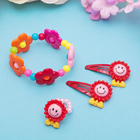 Набор детский "Выбражулька" 4 предмета: 2 заколки, браслет, кольцо "Цветы и мишки", цвет МИКС, форма МИКС - Фото 4