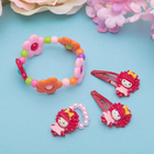 Набор детский "Выбражулька" 4 предмета: 2 заколки, браслет, кольцо "Цветы и мишки", цвет МИКС, форма МИКС - Фото 5