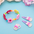 Набор детский "Выбражулька" 4 предмета: 2 заколки, браслет, кольцо "Цветы и мишки", цвет МИКС, форма МИКС - Фото 6