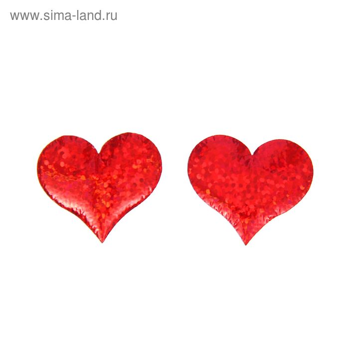 Сердечки-наклейки «Голография», набор 20 шт., цвет красный - Фото 1