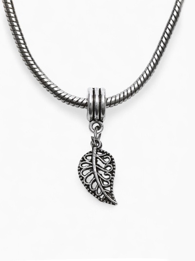 Шарм подвеска «Лист», цвет серебро