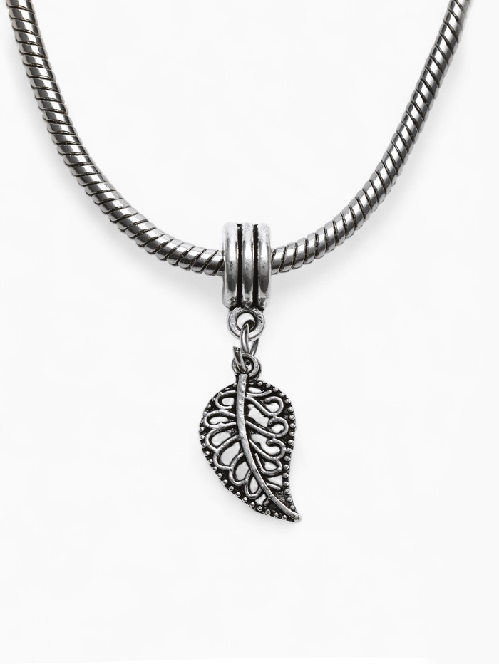 Шарм подвеска «Лист», цвет серебро