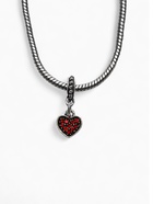 Шарм подвеска «Сердце», красный в серебре - Фото 1