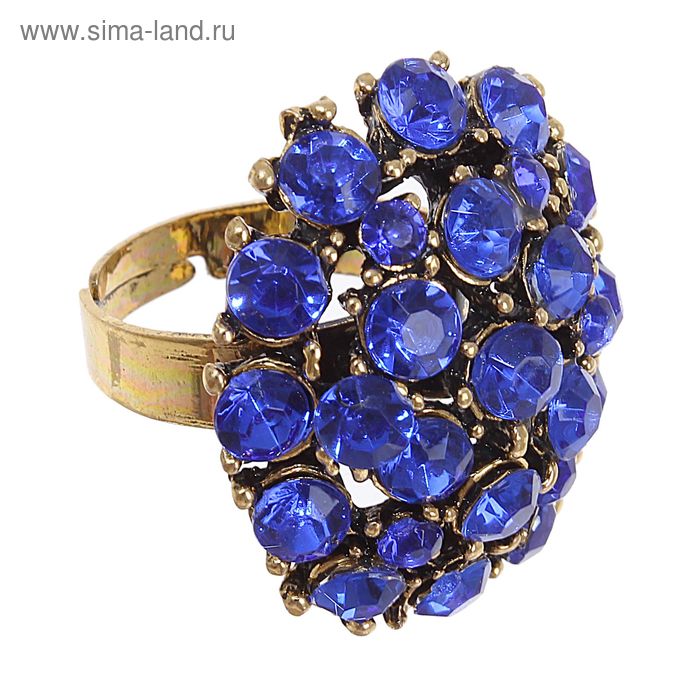 Кольцо "Овал роскоши", цвет синий, безразмерное - Фото 1