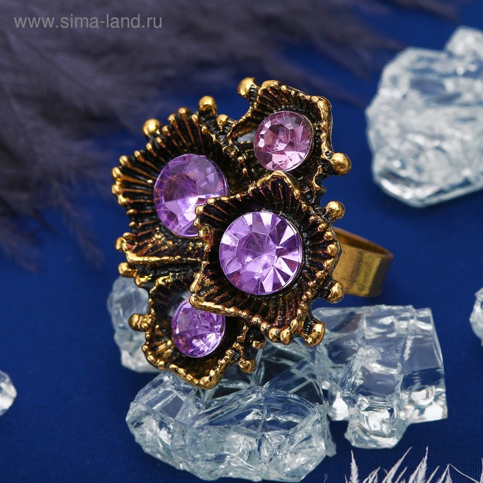 Кольцо "Ромб", цвет фиолетовый, безразмерное - Фото 1