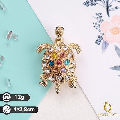 Брошь «Черепаха», цветная в золоте