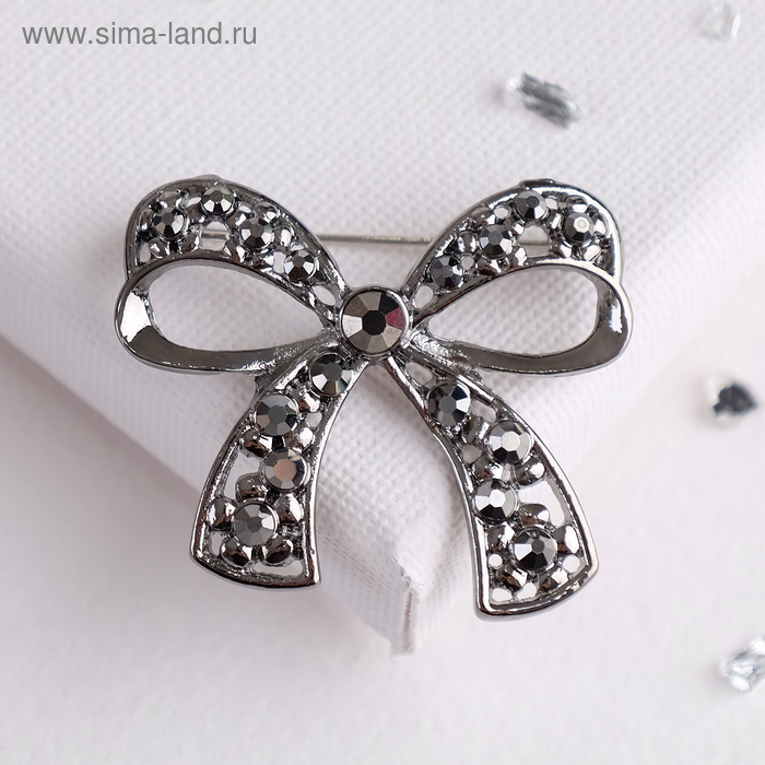 Брошь «Бант», цвет серый - Фото 1
