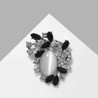 Брошь «Листочки с камнем», цвет серо-чёрный в серебре - фото 3599226