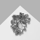 Брошь «Листочки с камнем», цвет серо-чёрный в серебре - Фото 2