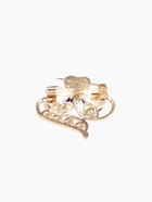 Брошь «Цветок» трилистник, синяя в золоте - Фото 2