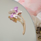 Брошь «Цветок» лилия, сиренево-белая в золоте - Фото 1