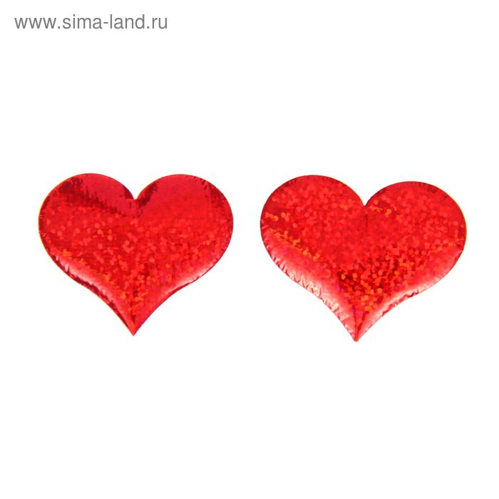 Сердечки-наклейки «Голография», набор 12 шт., цвет красный - Фото 1
