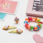 Комплект детский «Выбражулька» 4 предмета: 2 заколки, браслет, кольцо «Горошек», форма МИКС, цвет МИКС - фото 8267184