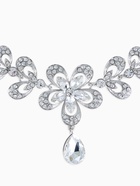 Набор 2 предмета: серьги, колье, цветок, белый в серебре, 45 см - Фото 4