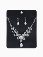 Набор 2 предмета: серьги, колье, цветок, белый в серебре, 45 см - Фото 9