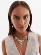 Набор 2 предмета: серьги, колье, цветок, белый в серебре, 45 см - Фото 7