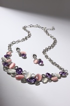 Набор 2 предмета: серьги, колье «Листочки», цвет розовый в серебре, 40 см - Фото 1