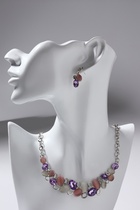 Набор 2 предмета: серьги, колье «Листочки», цвет розовый в серебре, 40 см - Фото 4