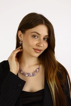 Набор 2 предмета: серьги, колье «Листочки», цвет розовый в серебре, 40 см - Фото 2